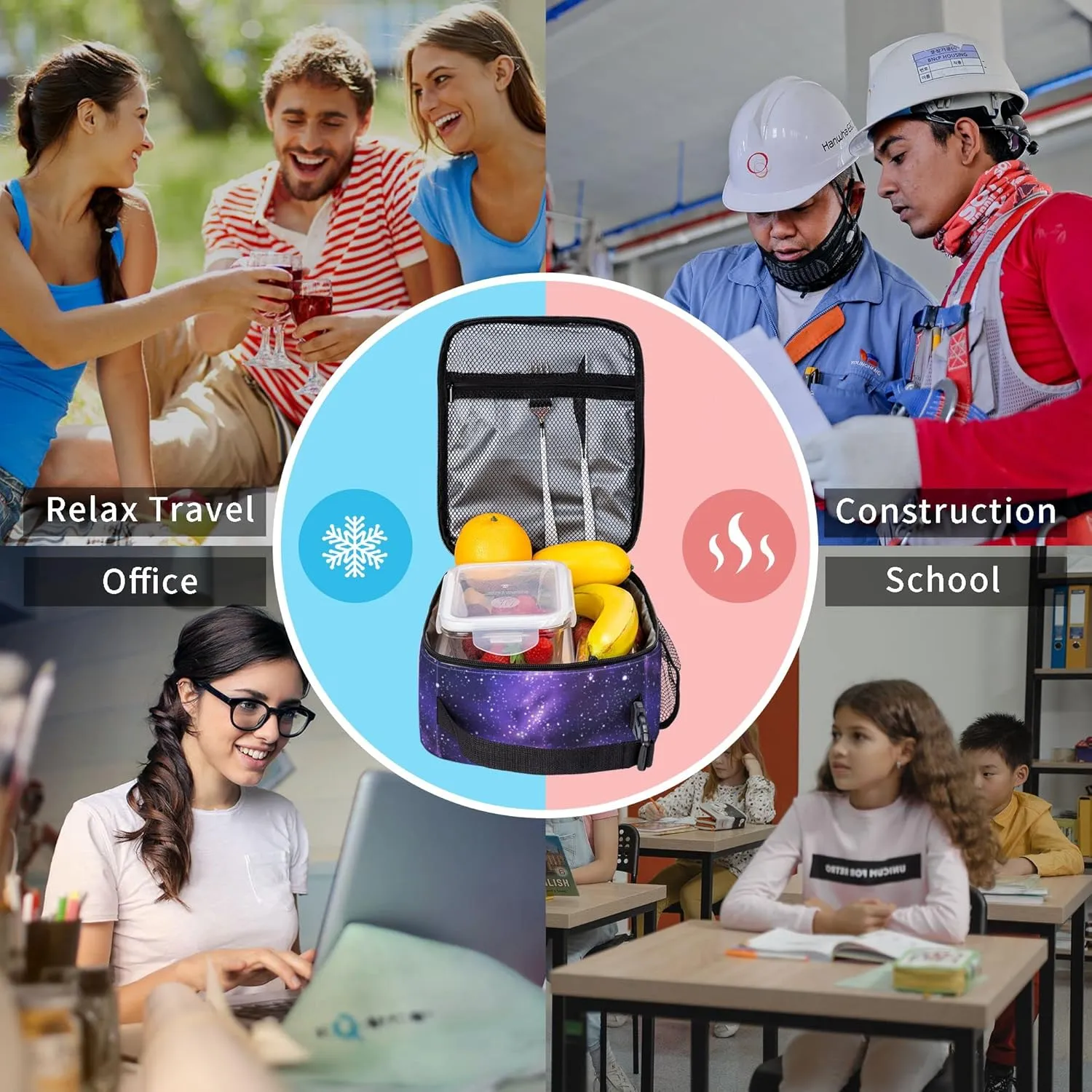 Starry sky Lunch Bags For Men Women Boys Girls Reusable Tote Lunch Bags For Office Work School Picnic Camping Thermal Insulation And Cold Preservation