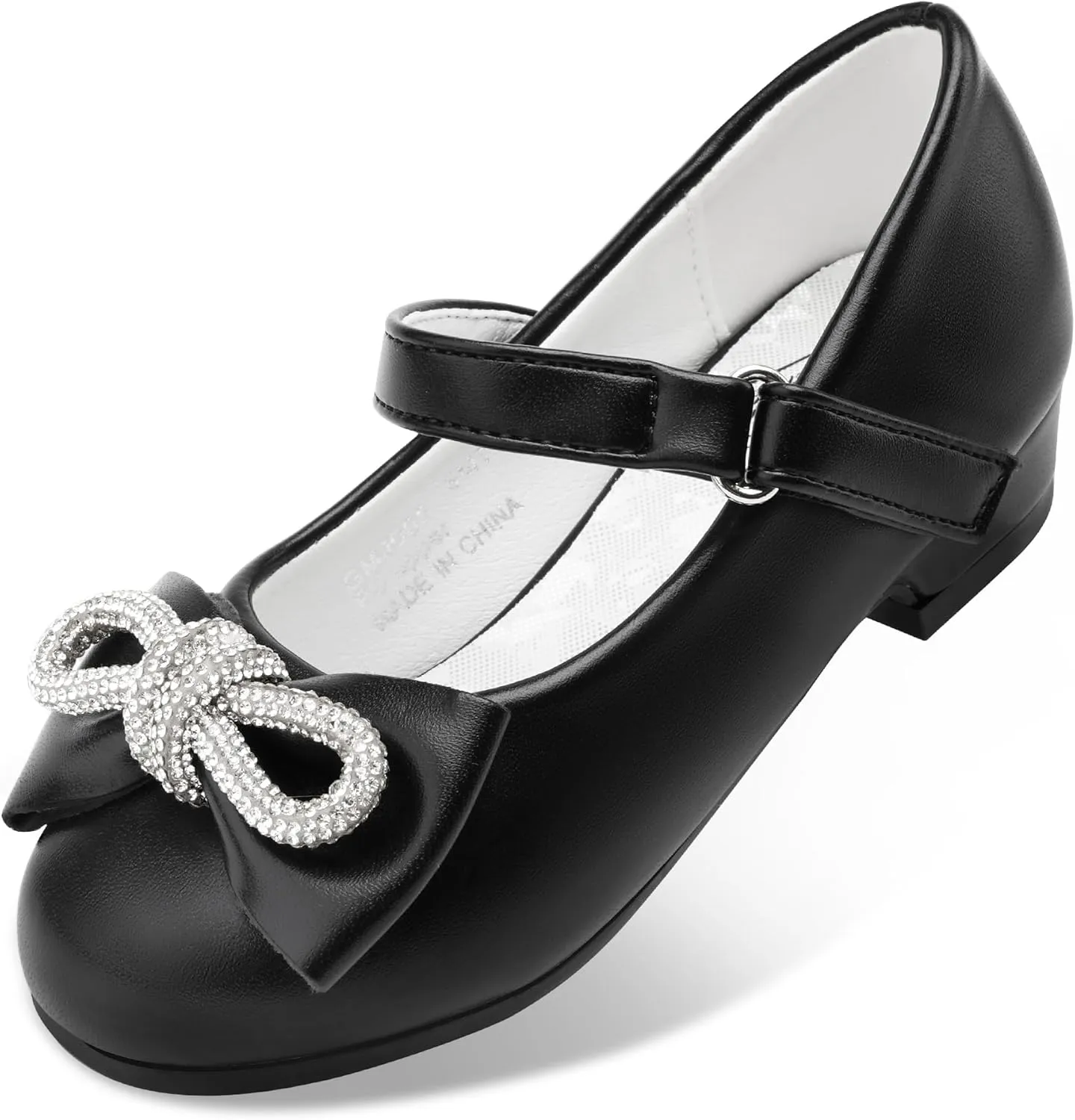 Stelle Girls Dress Shoes Flower Girls Wedding Party Low Heels with Bow for Toddler and Kids