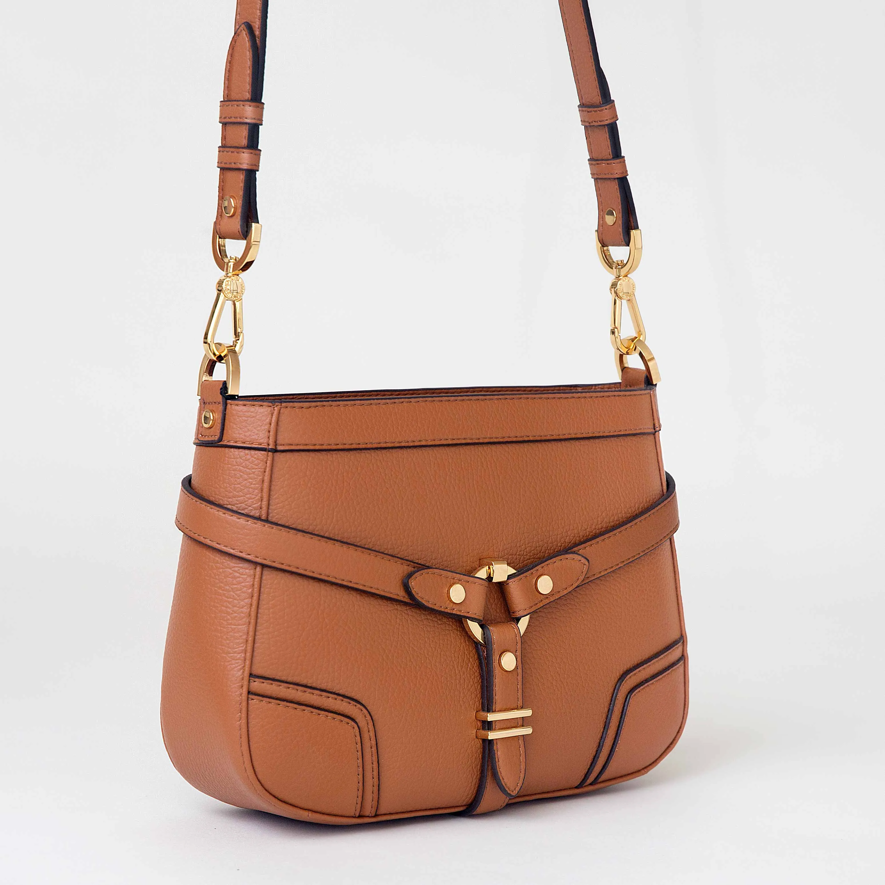 Stockholm Vegan Leather Crossbody Bag | Camel