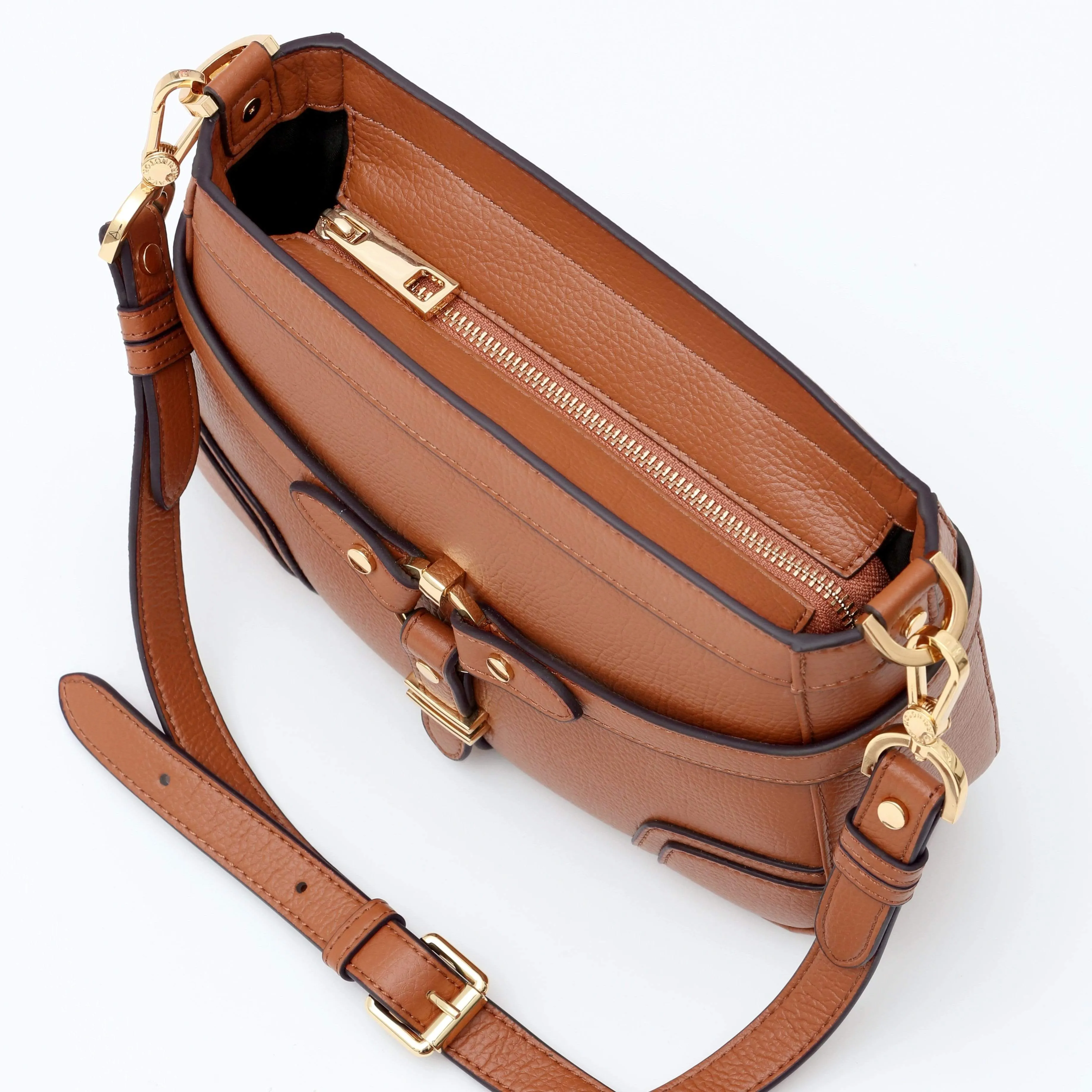 Stockholm Vegan Leather Crossbody Bag | Camel