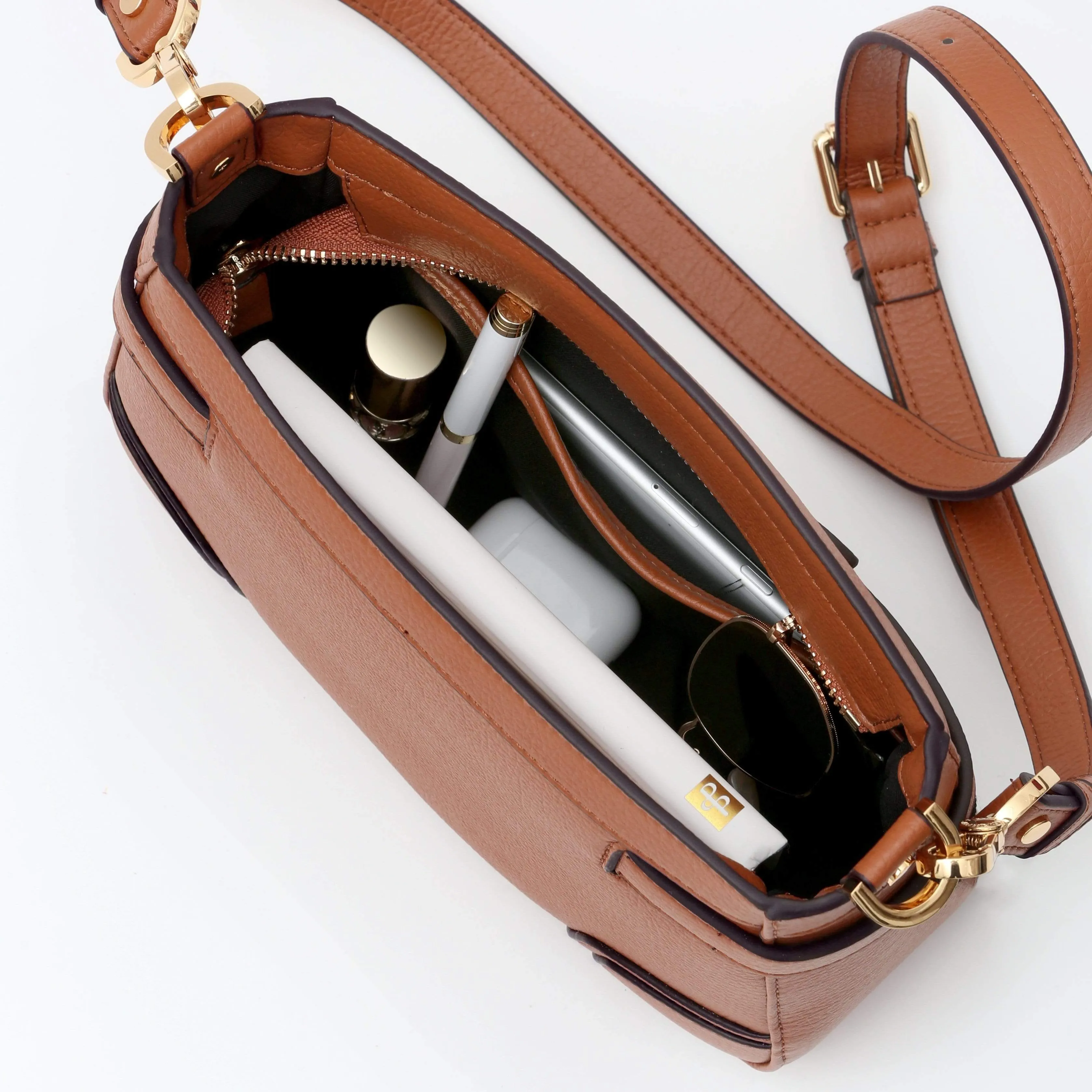 Stockholm Vegan Leather Crossbody Bag | Camel