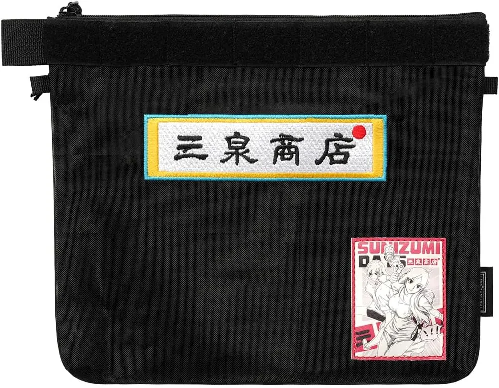 Storage A11 & Sunizumi Shoten Collaborative EDC Organizer Pouch: Manga-Style Semi-Transparent Mesh Bag for Digital Tool Organization (Black)
