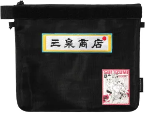 Storage A11 & Sunizumi Shoten Collaborative EDC Organizer Pouch: Manga-Style Semi-Transparent Mesh Bag for Digital Tool Organization (Black)