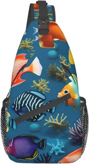 Submarine Reef Fish Chest Bag Crossbody Bag. Rugged And Durable, High Storage Capacity. Adjustable Strap Length.