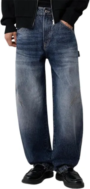 Sunloudy Men Baggy Jeans Relaxed Fit Wide Leg Denim Pants Vintage Hip Hop Straight Wide Leg Jeans Trousers Streetwear