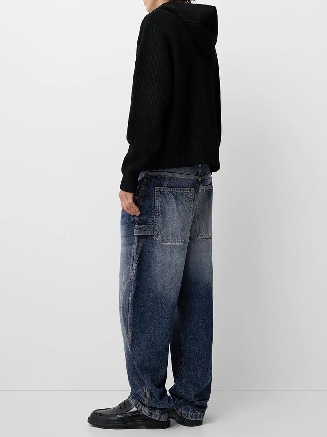 Sunloudy Men Baggy Jeans Relaxed Fit Wide Leg Denim Pants Vintage Hip Hop Straight Wide Leg Jeans Trousers Streetwear