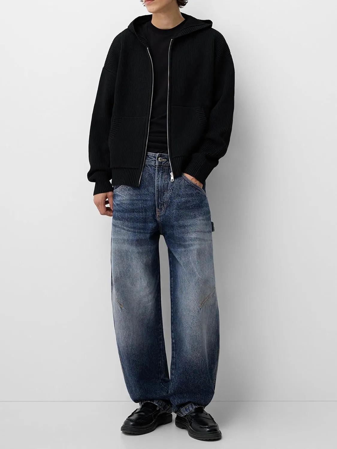 Sunloudy Men Baggy Jeans Relaxed Fit Wide Leg Denim Pants Vintage Hip Hop Straight Wide Leg Jeans Trousers Streetwear