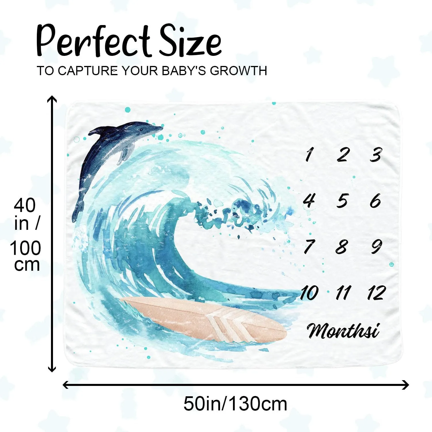 Surfing Baby Monthly Blanket for Boys, Sport Newborn Month Blanket, Soft Flannel Photography Background Prop Blanket, Personalized Shower Gift, Surfing