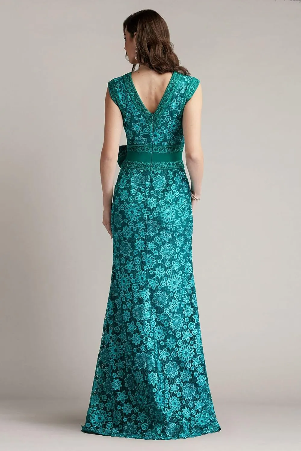 Tadashi Shoji Esha Embroidered Waist Bow Gown