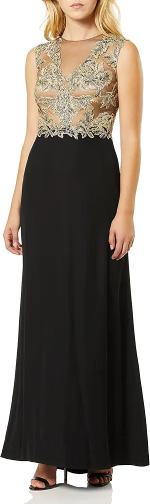 Tadashi Shoji Women's Embroidered Illusion Gown