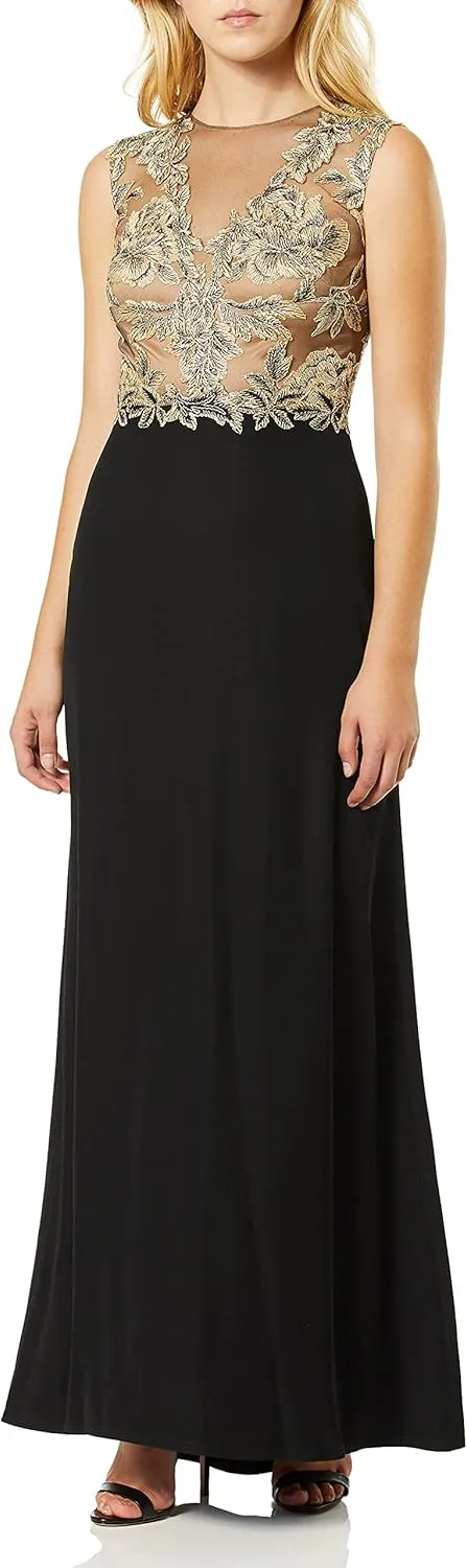 Tadashi Shoji Women's Embroidered Illusion Gown