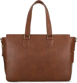 Tero - 15.6 Inch Laptop Tote Bag for Women | Vegan Leather Work & Travel Handbag | Spacious, Stylish & Durable | Detachable Laptop Sleeve | Professional Office Bag (Tan)
