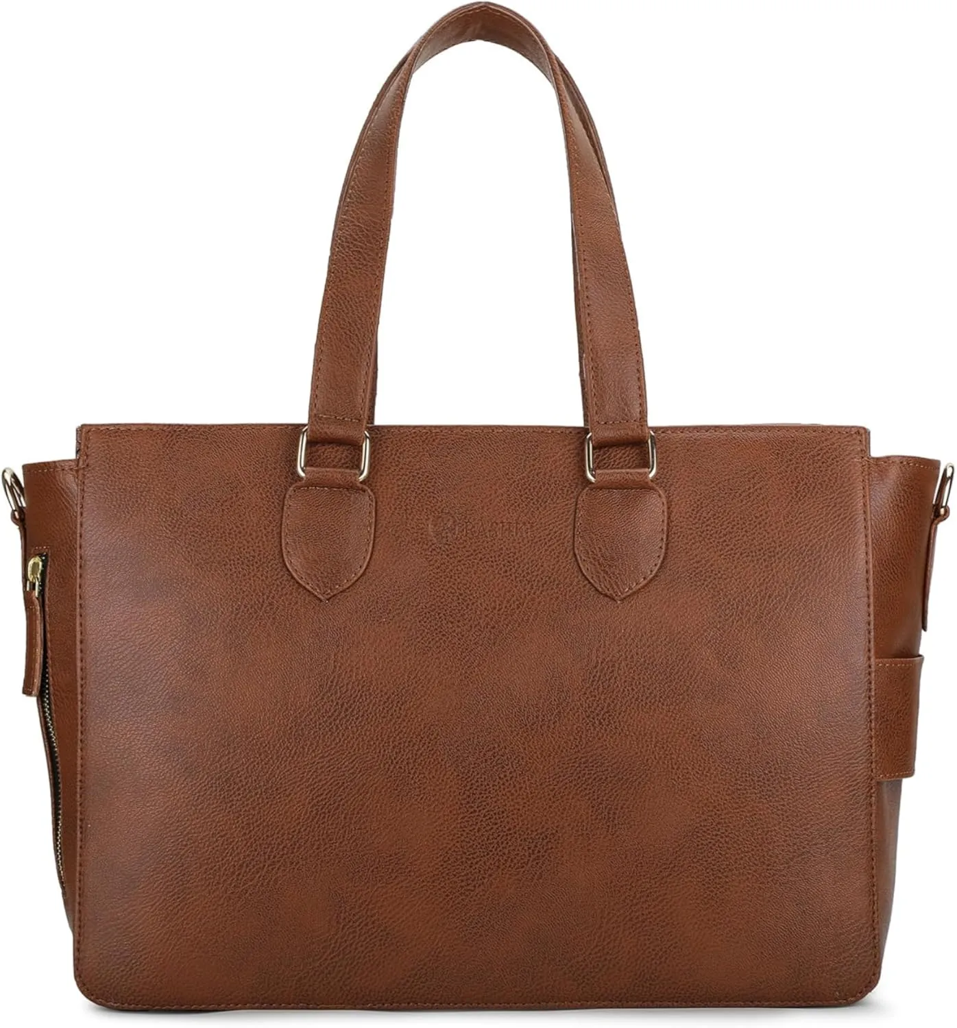 Tero - 15.6 Inch Laptop Tote Bag for Women | Vegan Leather Work & Travel Handbag | Spacious, Stylish & Durable | Detachable Laptop Sleeve | Professional Office Bag (Tan)