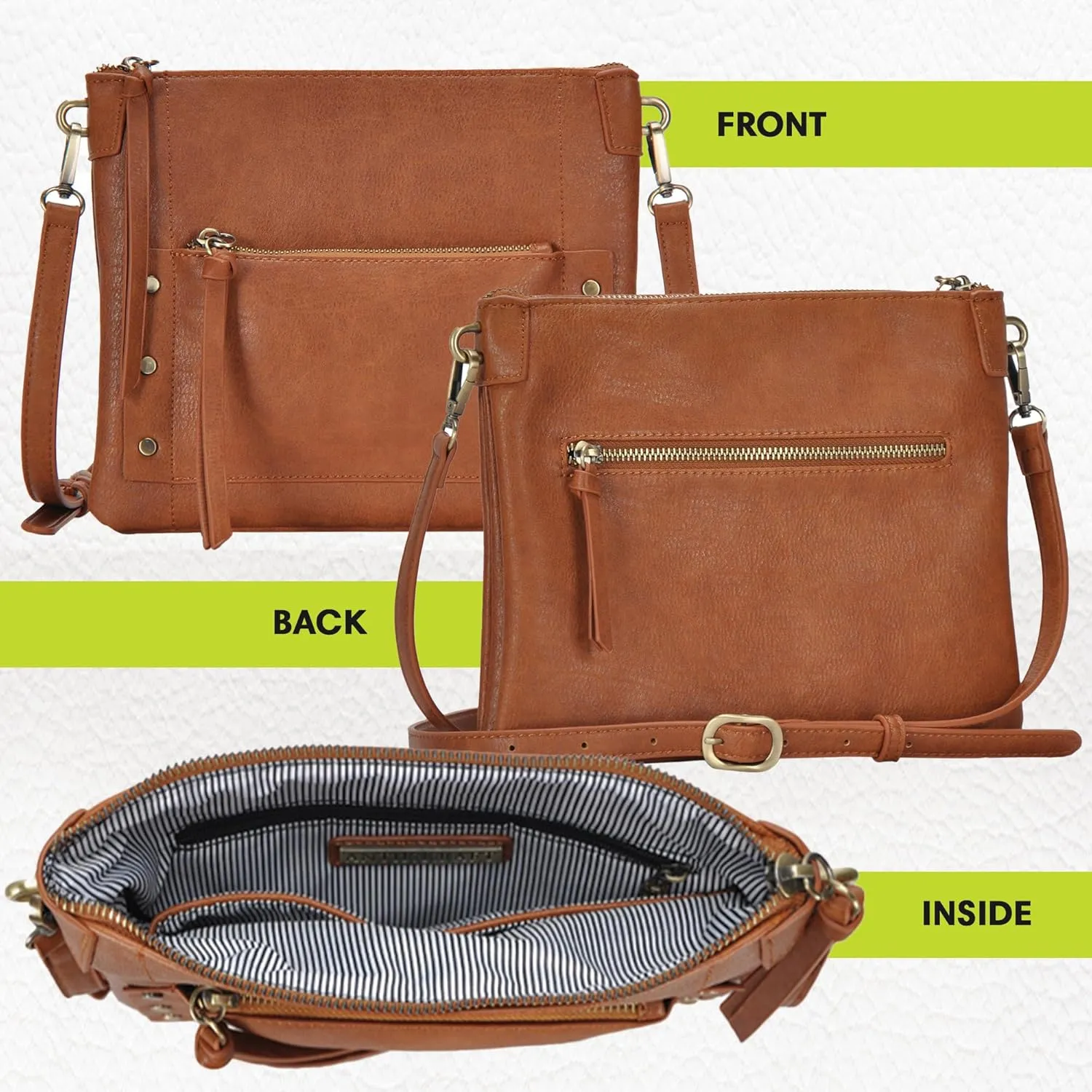 The Savannah Crossbody Shoulder Bag | Vegan leather Shoulder Bag with removable crossbody strap |11"x 1.5"x8.5"|