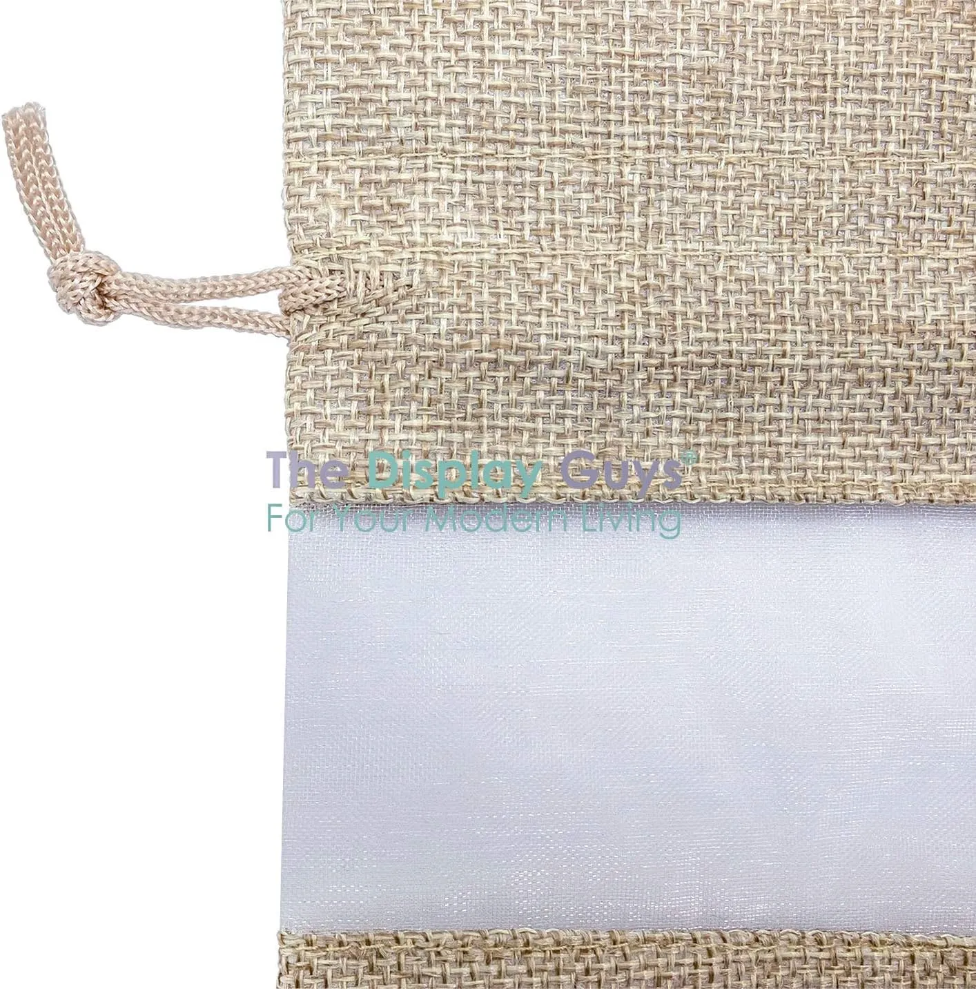 TheDisplayGuys - 96-Pack 3.5x5.5 Linen Burlap & Sheer Organza Gift Bag with Drawstring for Party Favors, Presents, Samples & Treats Mesh Pouch (Beige, Small)