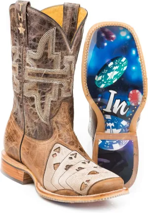 Tin Haul Men's High Roller Western Boot Broad Square Toe Brown 11 D(M) US