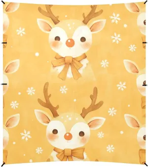 Tiny Reindeer Face Yellow Stable Beach Tent UPF50  Water-Resistant Portable Sun Shelter Includes Sand Shovel, Sandbags, Stability Poles for Family Trips, Picnics & Camping