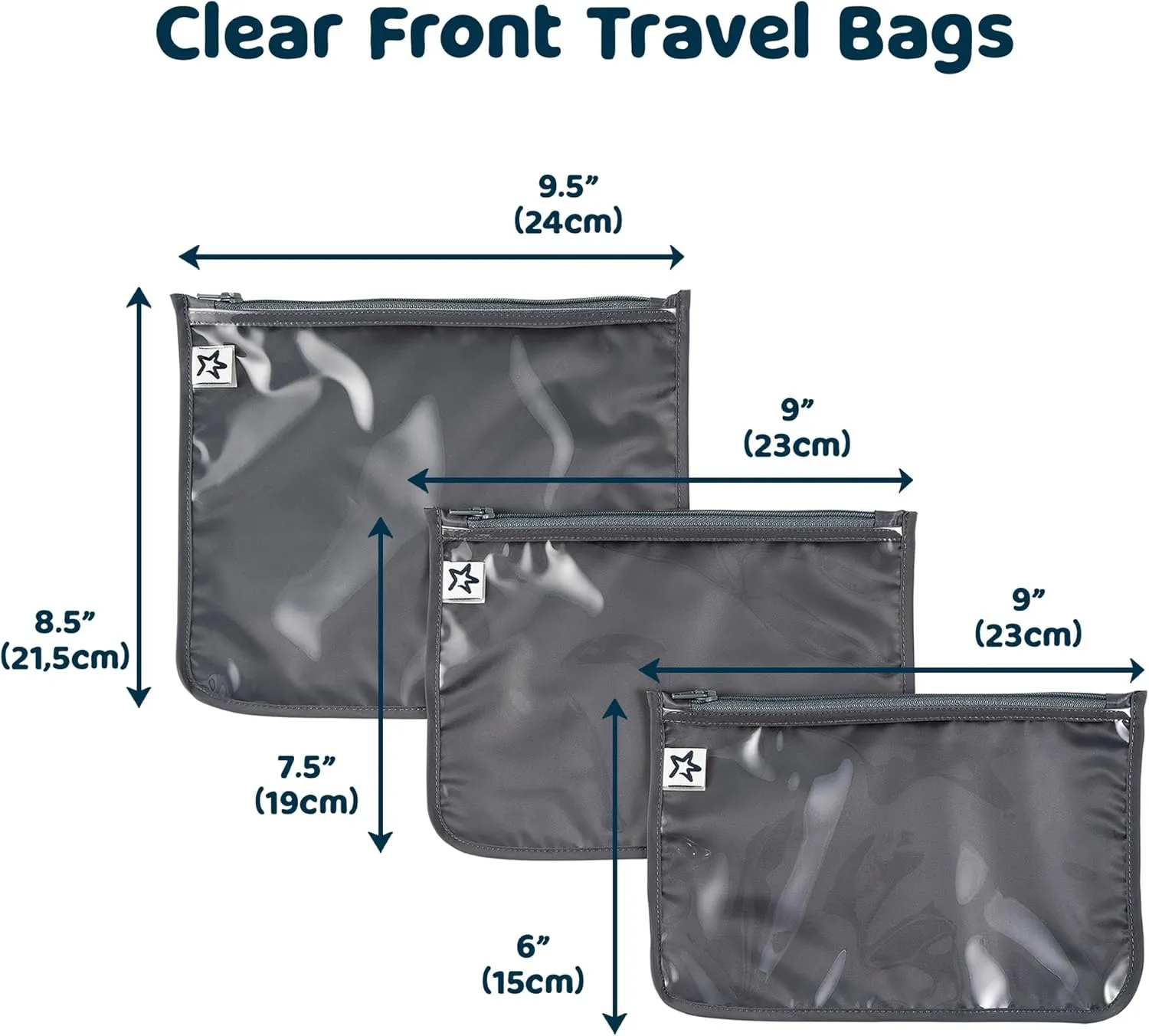 Tiny Twinkle Mess-proof Travel Bags, Airline Compliant, Zipper Closure, Clear Front Pouch, Diaper Bag Packing, Toiletry or Cosmetics Organizer