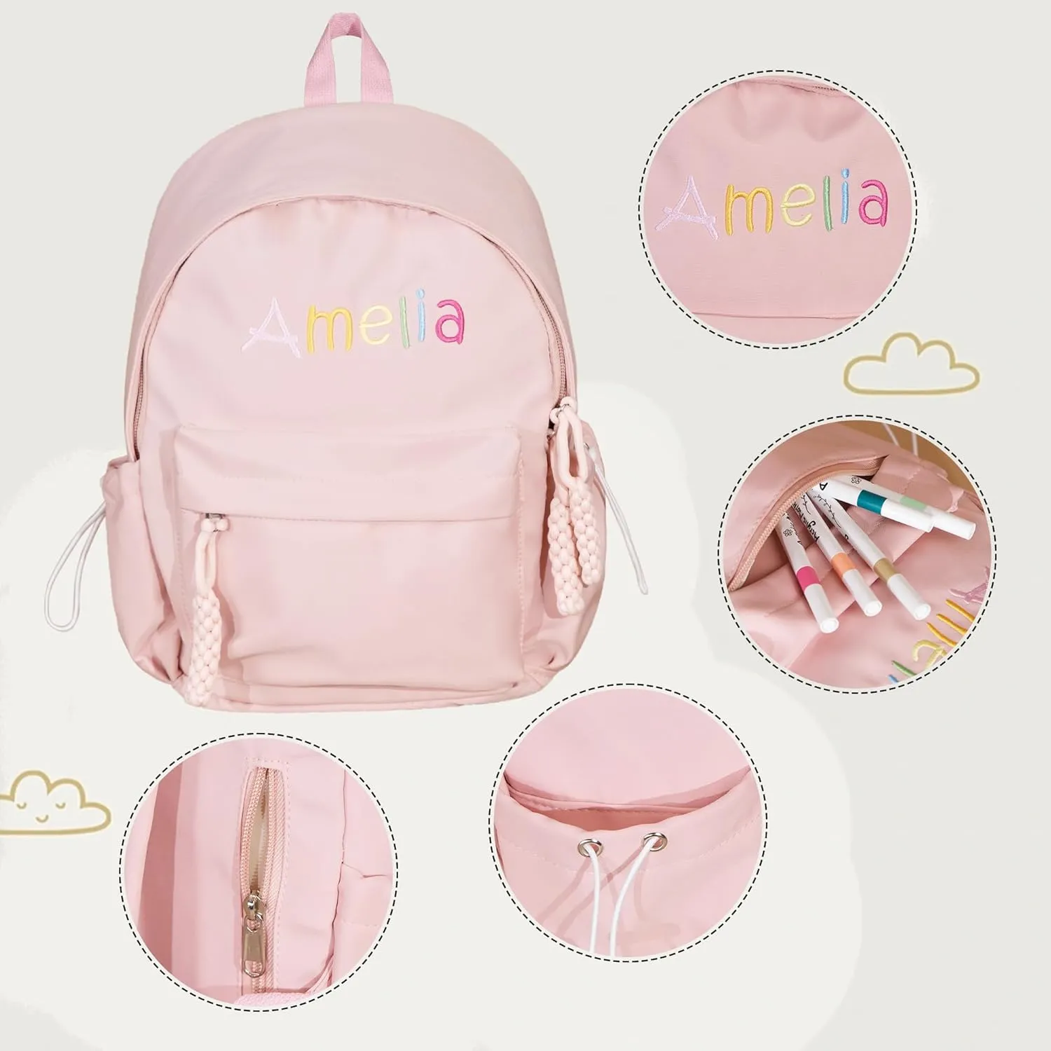 TOMAY Personalized Leisure Backpack Embroidered Custom Name Cute Mini Backpack Suitable For Daily Activities S