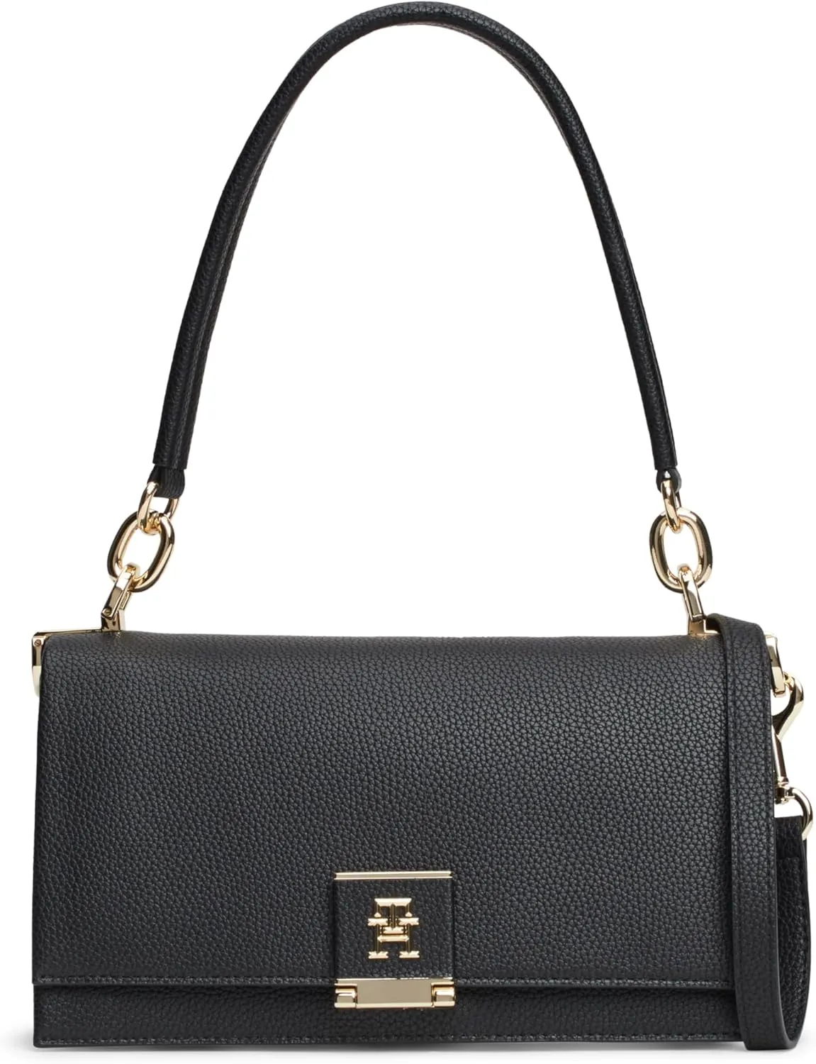 Tommy Hilfiger Leather Shoulder Bag with Removable Crossbody Strap