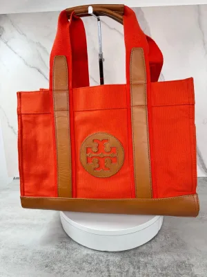 TORY BURCH LIMITED EDITION CANVAS LEATHER TOTE BAG