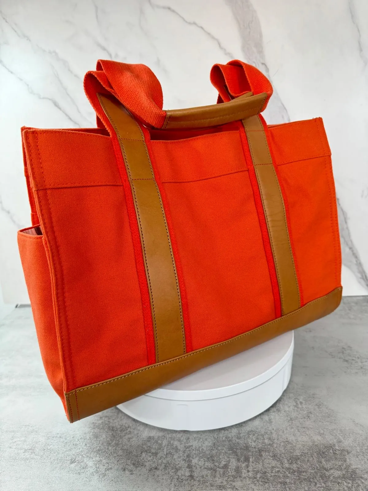 TORY BURCH LIMITED EDITION CANVAS LEATHER TOTE BAG