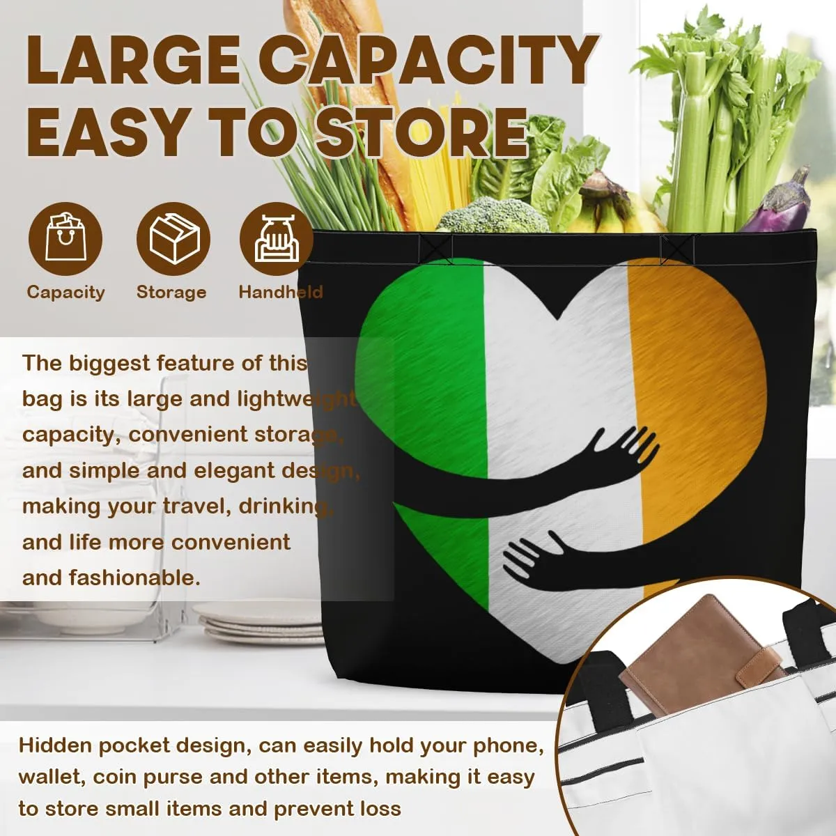 Tote Bag for Women Men Large Reusable Beach Shoulder Bags With Zipper for Gym Shopping Travel Gifts Yoga