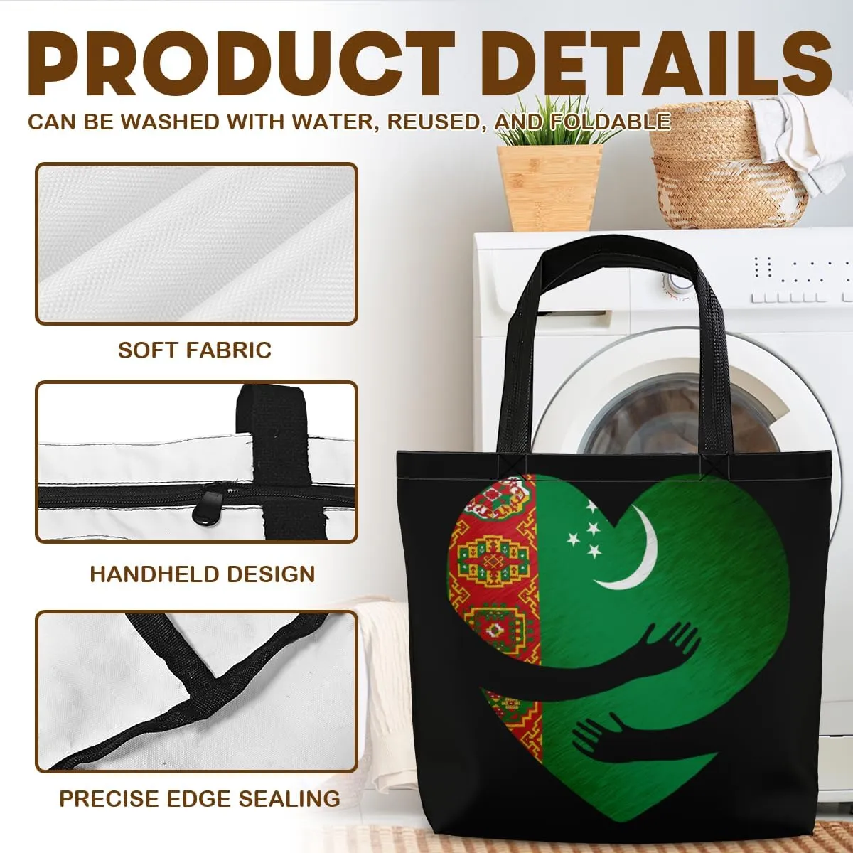 Tote Bag for Women Men Large Reusable Beach Shoulder Bags With Zipper for Gym Shopping Travel Gifts Yoga