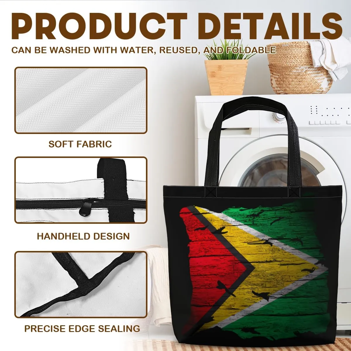 Tote Bag for Women Men Large Reusable Beach Shoulder Bags With Zipper for Gym Shopping Travel Gifts Yoga