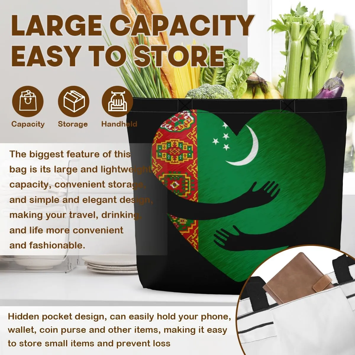 Tote Bag for Women Men Large Reusable Beach Shoulder Bags With Zipper for Gym Shopping Travel Gifts Yoga