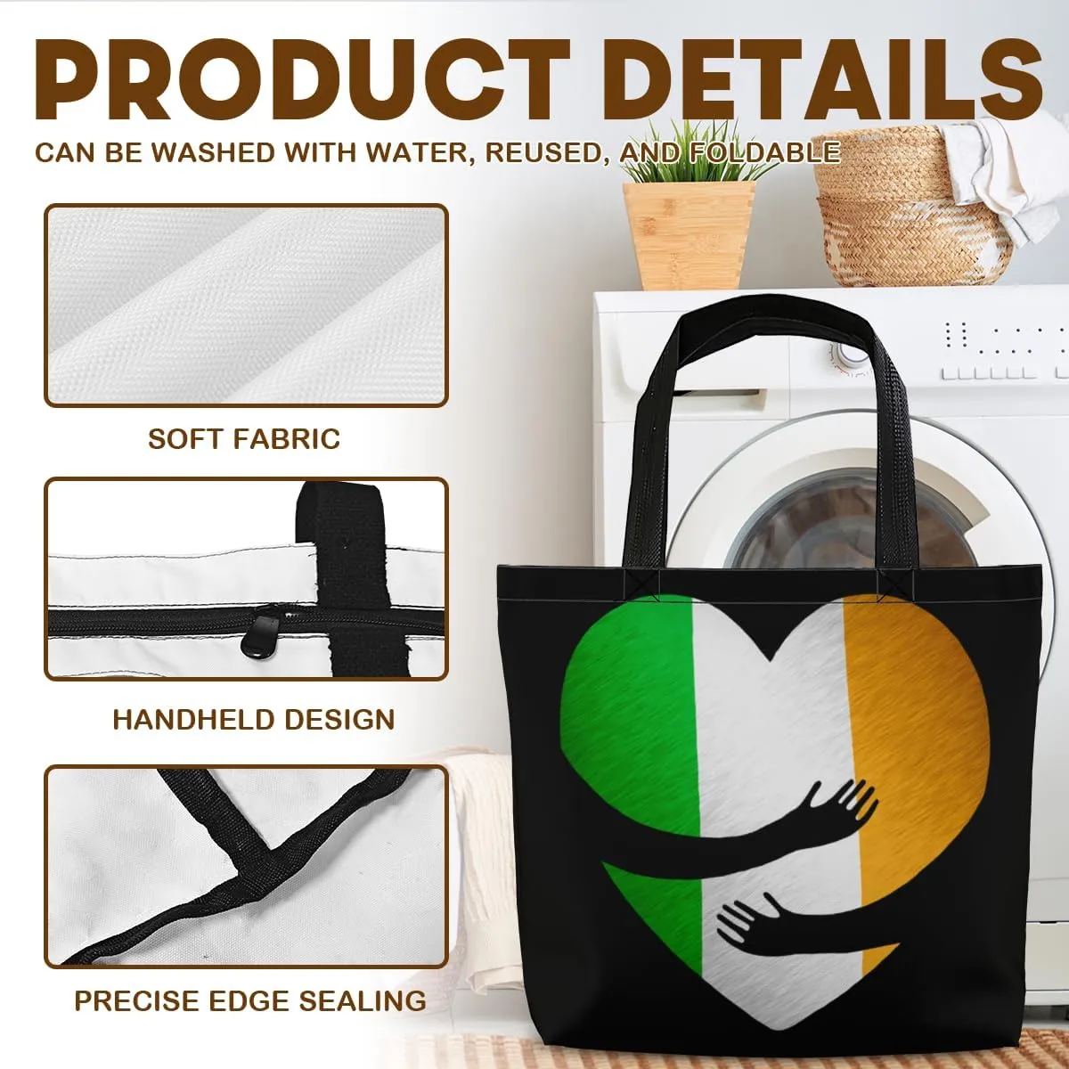 Tote Bag for Women Men Large Reusable Beach Shoulder Bags With Zipper for Gym Shopping Travel Gifts Yoga