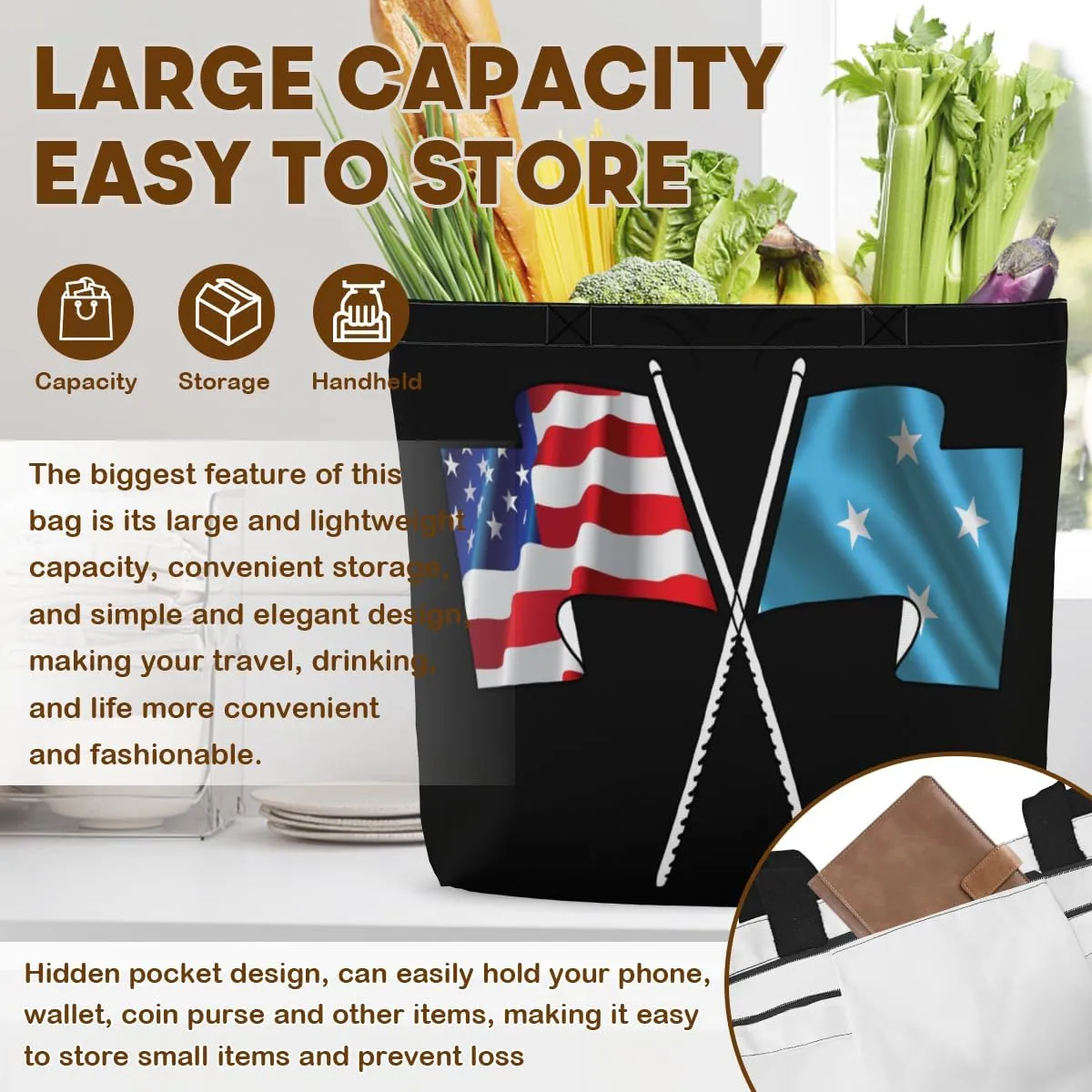 Tote Bag for Women Men Large Reusable Beach Shoulder Bags With Zipper for Gym Shopping Travel Gifts Yoga