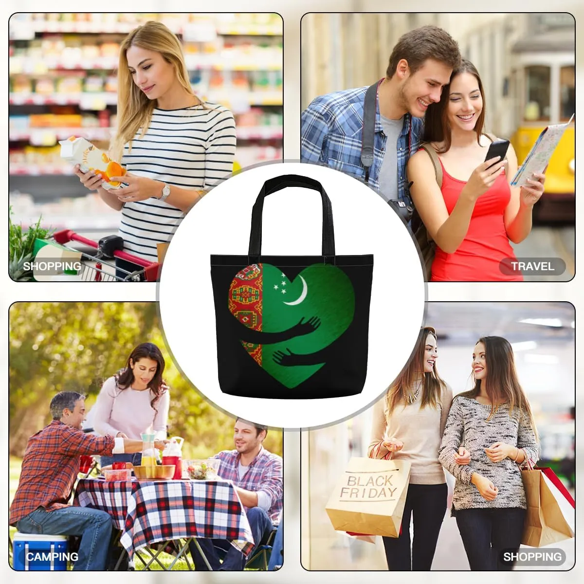 Tote Bag for Women Men Large Reusable Beach Shoulder Bags With Zipper for Gym Shopping Travel Gifts Yoga