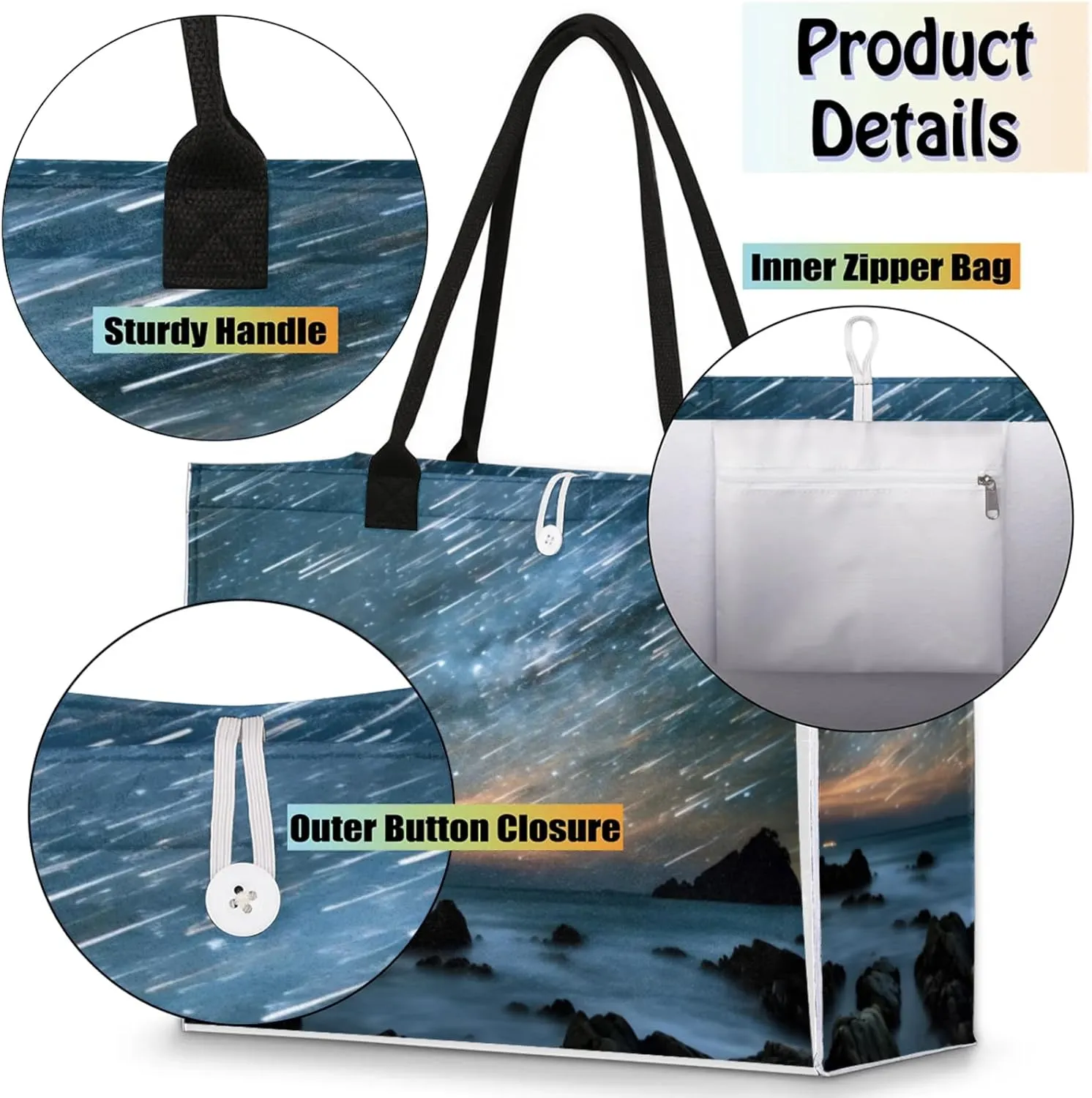 Tote Bag for Women Reusable Canvas Shoulder Bag