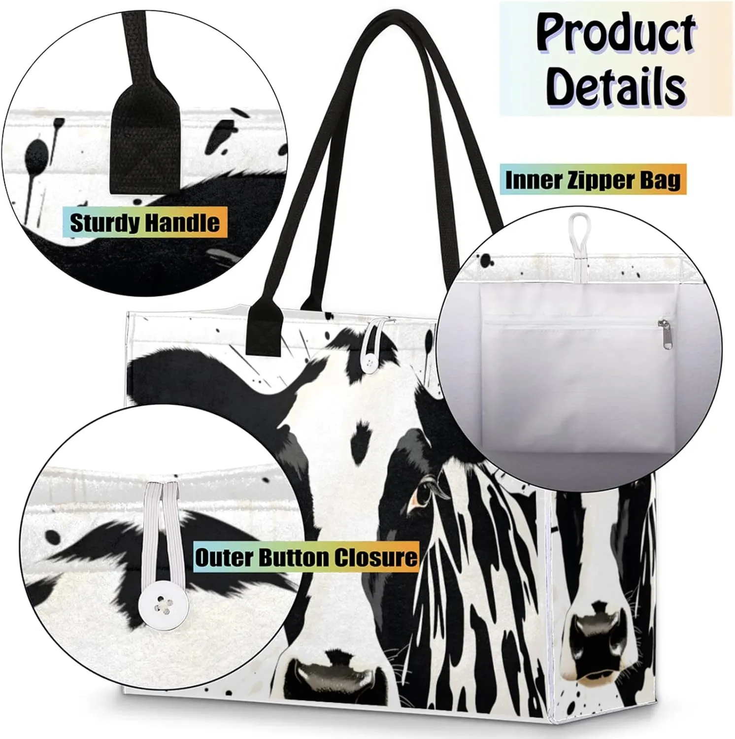 Tote Bag for Women Reusable Canvas Shoulder Bag