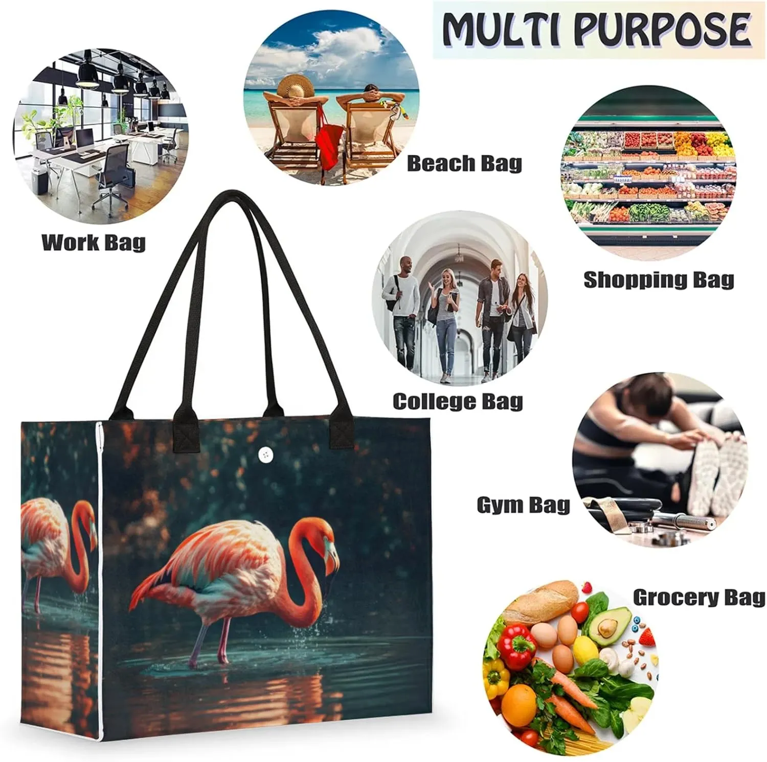 Tote Bag for Women Reusable Canvas Shoulder Bag