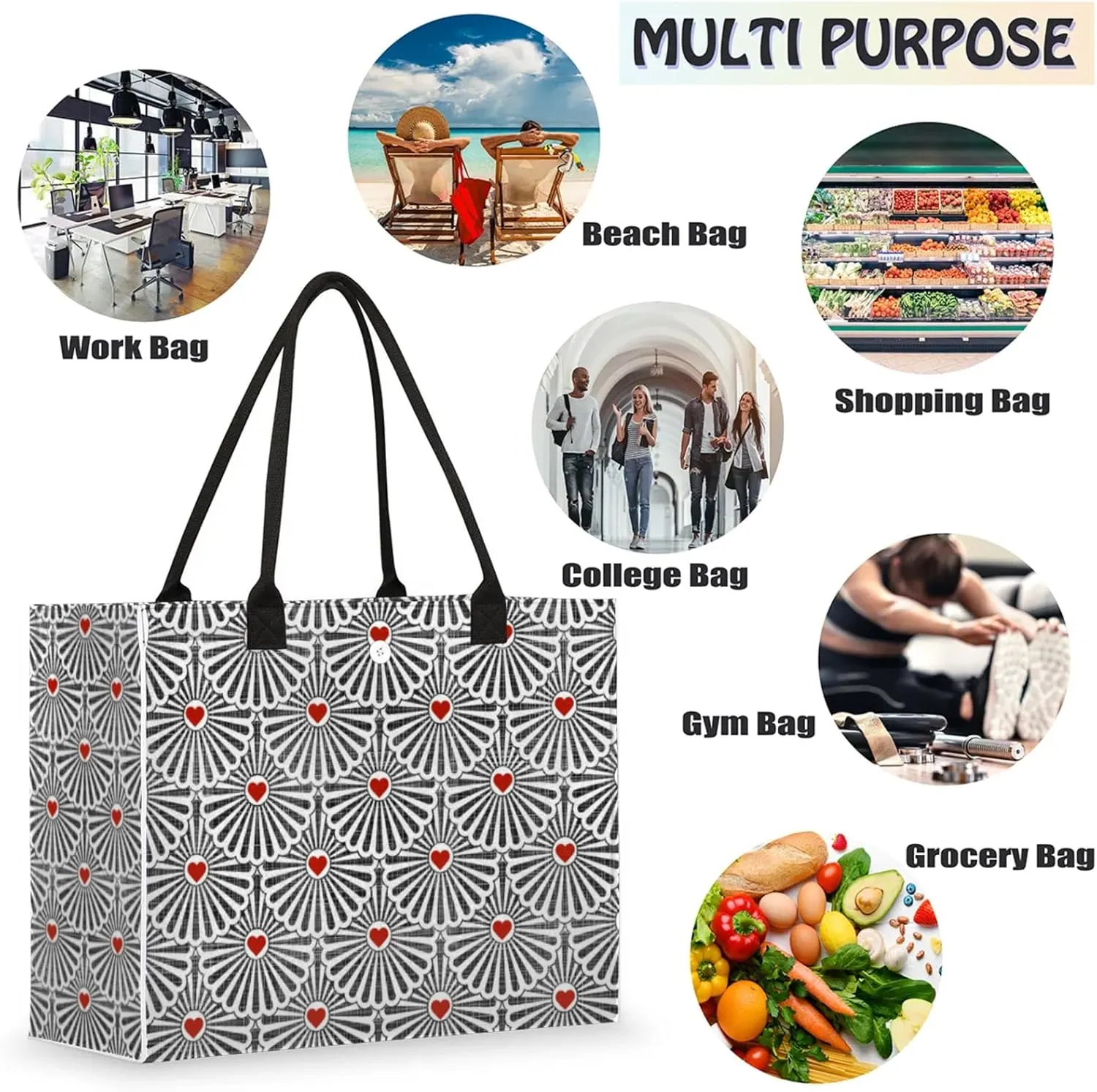 Tote Bag for Women Reusable Canvas Shoulder Bag
