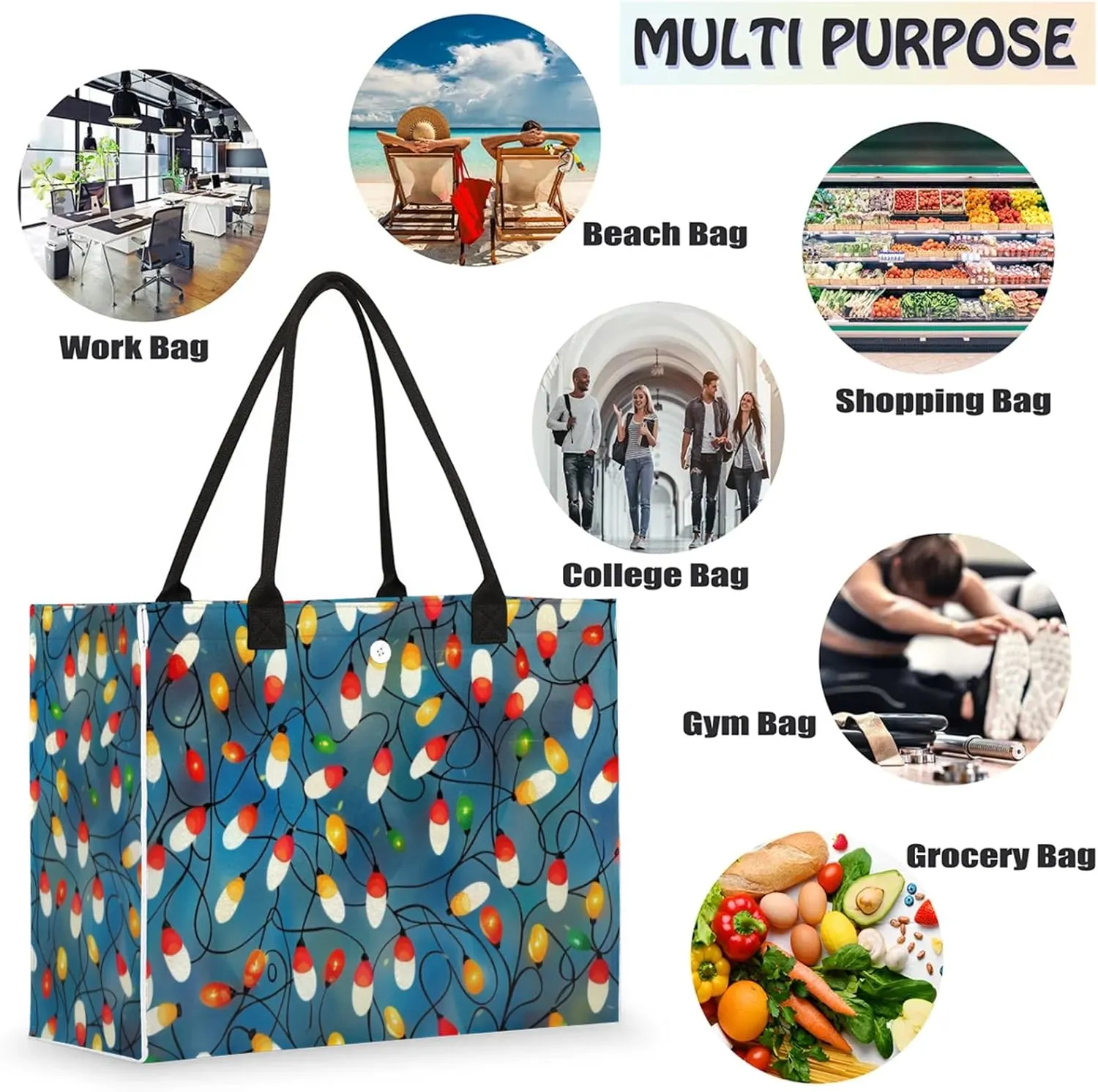 Tote Bag for Women Reusable Canvas Shoulder Bag