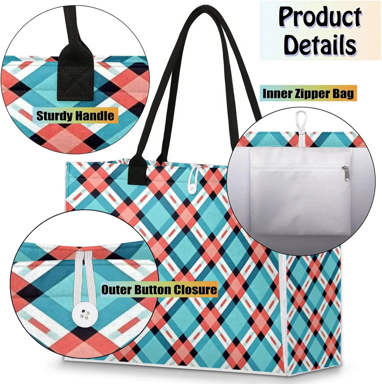 Tote Bag for Women Reusable Canvas Shoulder Bag