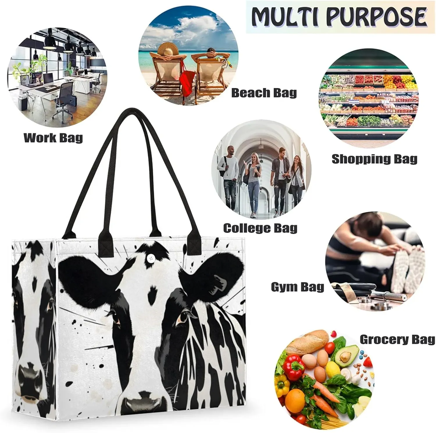 Tote Bag for Women Reusable Canvas Shoulder Bag