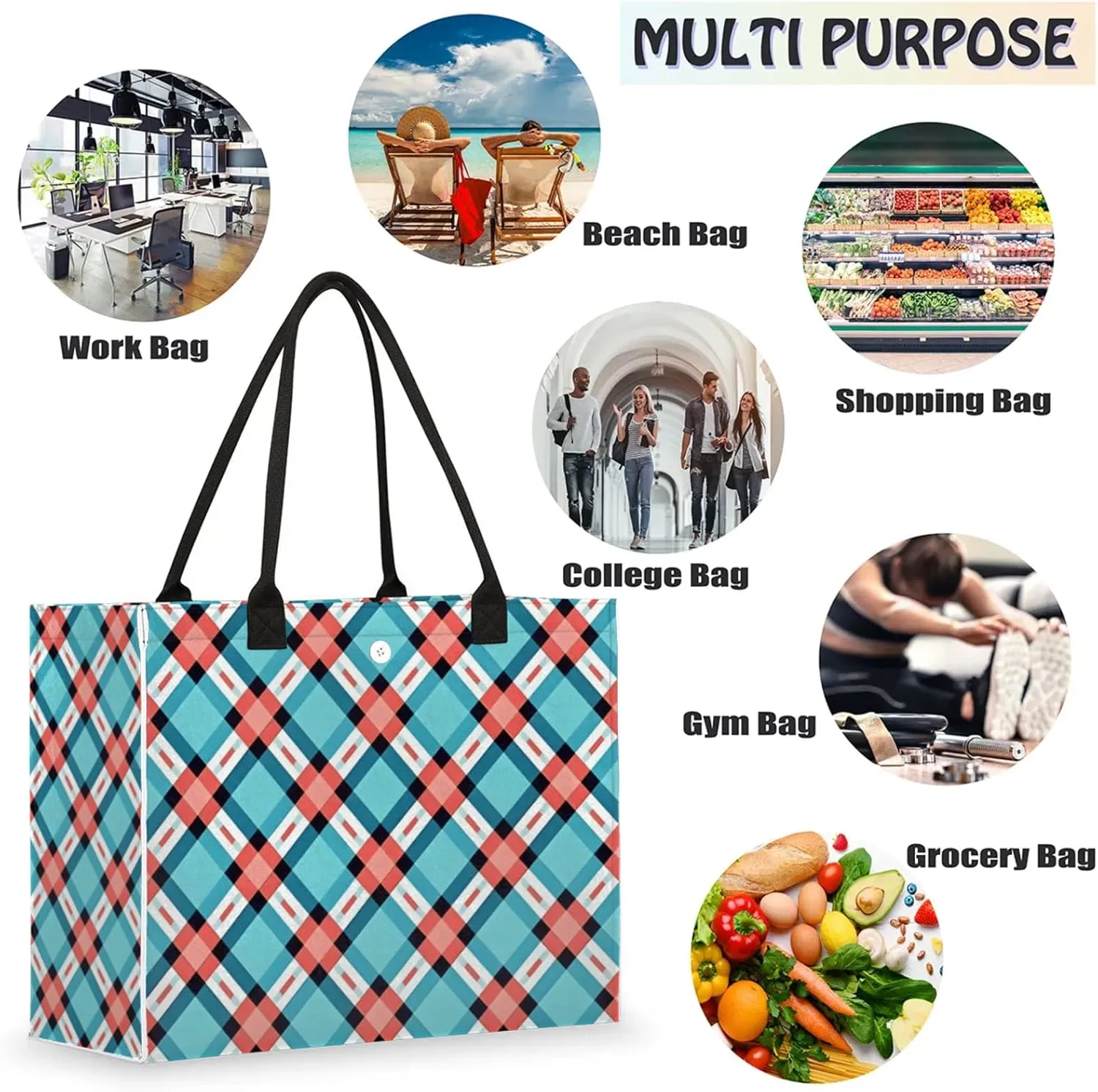 Tote Bag for Women Reusable Canvas Shoulder Bag