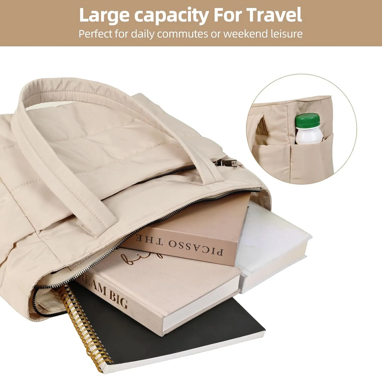 Tote Bag for Women,single shoulder handbag,with partition and zipper ladies handbag，suitable for travel,work Sport