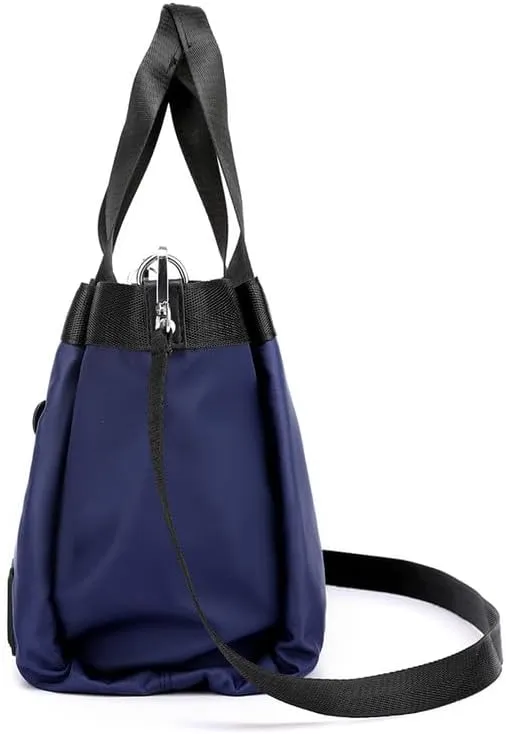 Tote Bag Nylon Crossbody Bag for Women Large Shoulder Bag with Zipper Waterproof Top Handle Handbag for Travel Work Blue