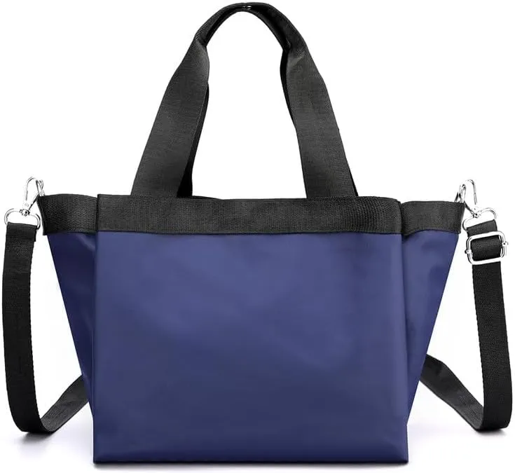 Tote Bag Nylon Crossbody Bag for Women Large Shoulder Bag with Zipper Waterproof Top Handle Handbag for Travel Work Blue