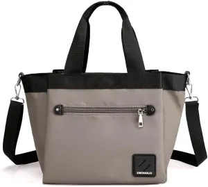 Tote Bag Nylon Crossbody Bag for Women Large Shoulder Bag with Zipper Waterproof Top Handle Handbag for Travel Work Khaki