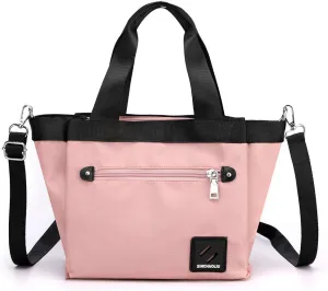 Tote Bag Nylon Crossbody Bag for Women Large Shoulder Bag with Zipper Waterproof Top Handle Handbag for Travel Work Pink