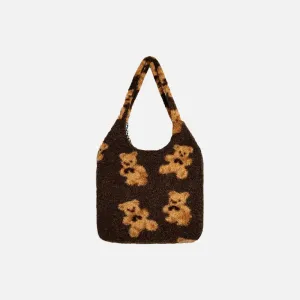 Tote Bag with Teddy Bear Lining and Phone Pocket