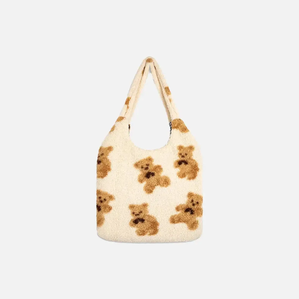 Tote Bag with Teddy Bear Lining and Phone Pocket