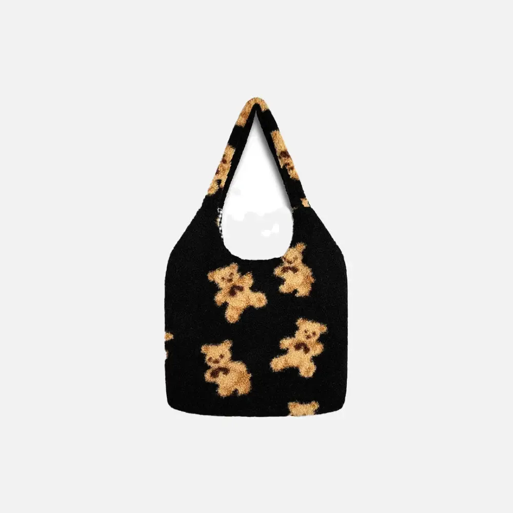Tote Bag with Teddy Bear Lining and Phone Pocket