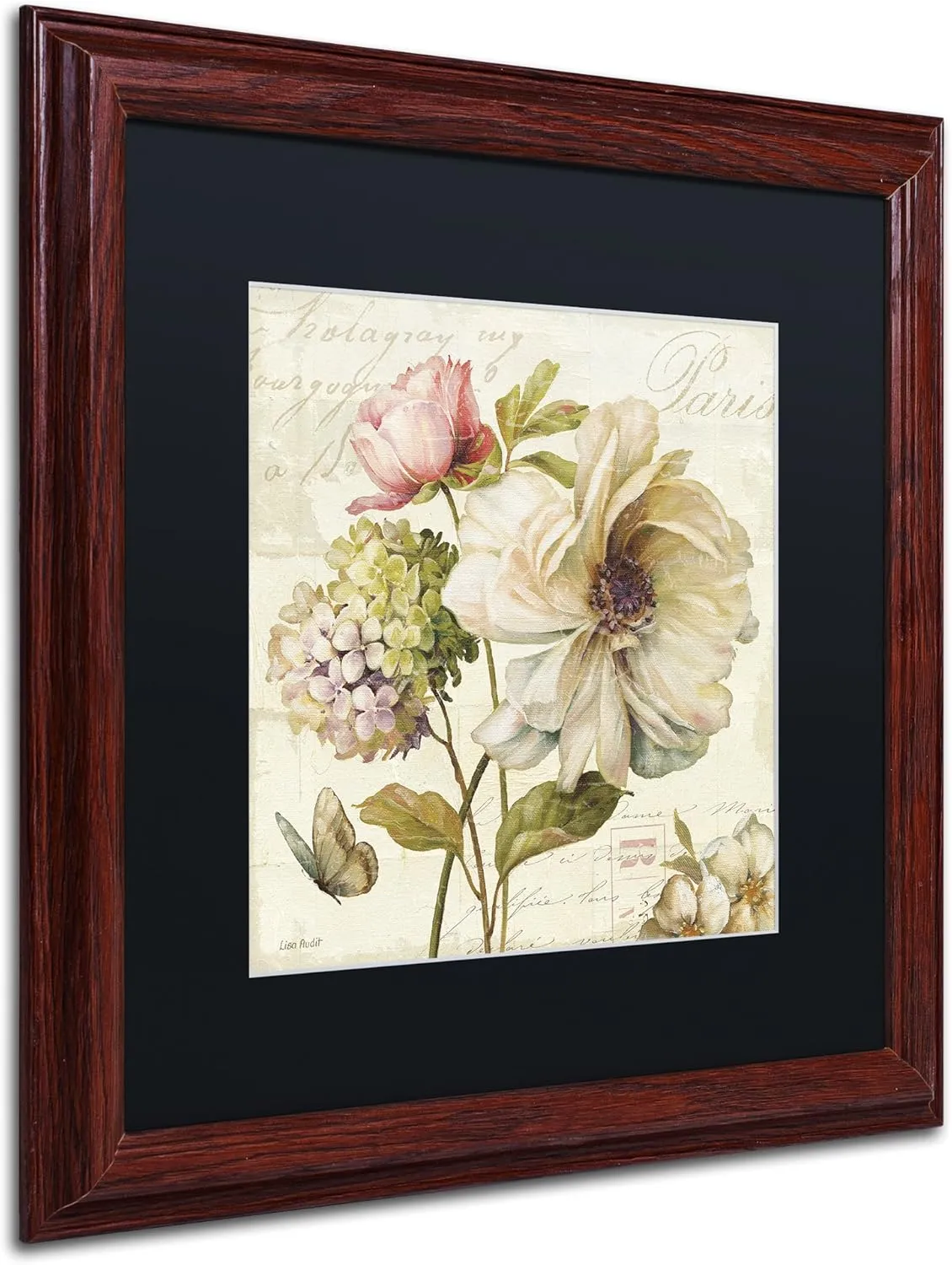 Trademark Fine Art Marche de Fleurs II Wall Decor by Lisa Audit, 16" x 16", Wood Frame, Black Matte